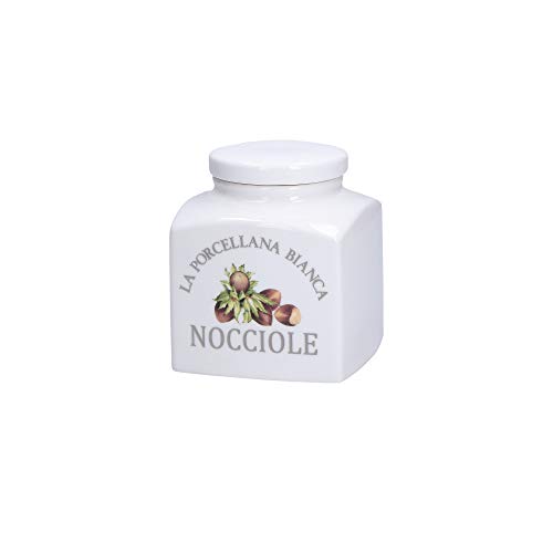 La Porcellana Bianca - Barattolo Deco Nocciole In Gift Box - Conserva, Barattoli E Contenitori - Barattoli Cucina - Porcellana - 500 Cc; 9,5X9,5Xh11,5