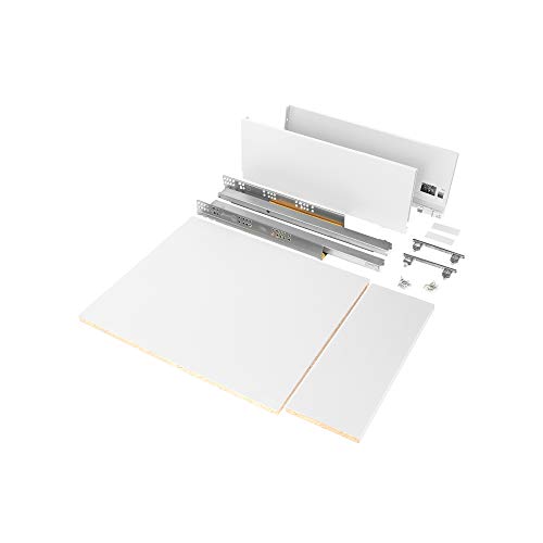 Emuca - Kit Cassetto Per Cucina O Bagno Con Pannelli Inclusi E Guide Con Estrazione Totale Con Chiusura Soft, Altezza 178 Mm Per Modulo 450 Mm E Profo
