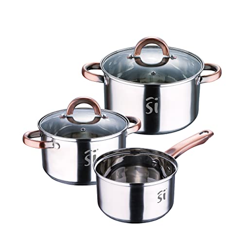 San Ignacio 5Pc Cookware Set Ss Ind Onil Sg Pentole, Stainless Steel, Multicolore