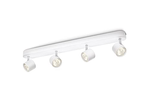 Philips Lighting Faretti Star, 4 Punti Luce Orientabili, Led Integrato, 5W, Base Tonda, Bianco