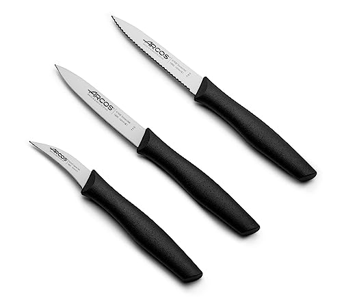 Arcos Serie Nova, Set Coltello Sbucciare, Lama Acciaio Inossidabile Nitrum, Manico Polipropilene, Colore Nero