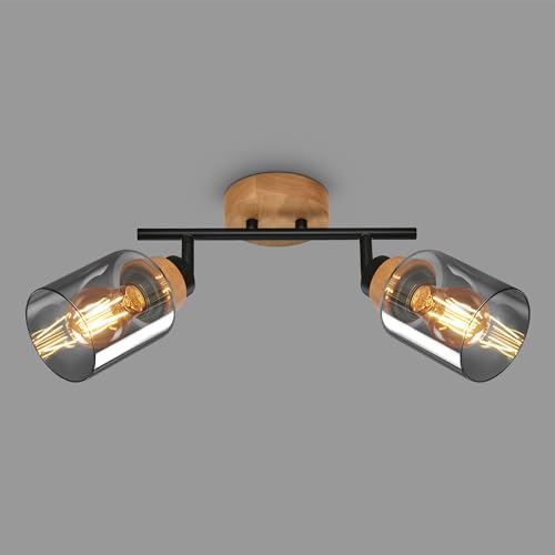 Briloner - Lampada Da Soffitto, Plafoniera, Lampada, Vetro Fumé, Girevole, Lampada Da Soggiorno, Lampada Da Camera Da Letto, Lampada Da Cucina, Legno