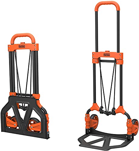 Black+Decker Chariot Pliable Carrello Pieghevole, Nero-Arancione