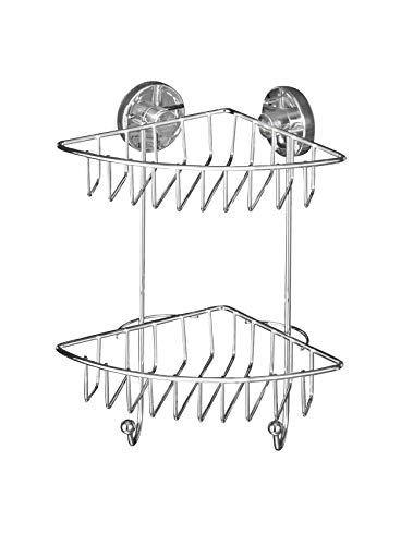 Wenko 20888100 Rinconera 2 Repisas Vacuum-Loc, Bari, Cromo