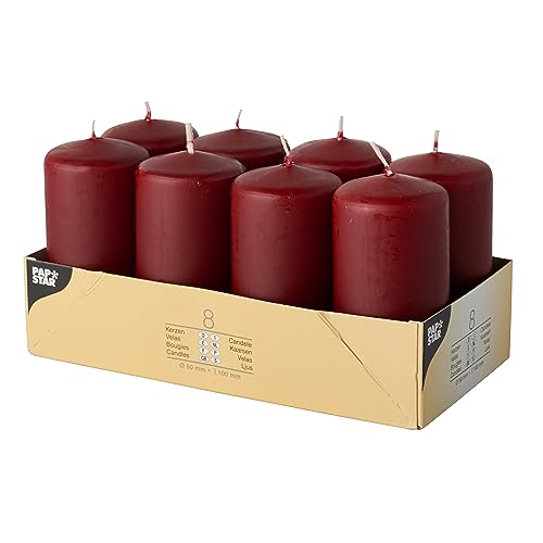 Cartone Star I Singari Spuntati Candele Bordeaux Rosso, 50 X 100 Mm (8 Pz)