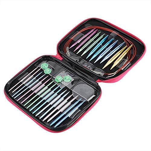 Dewin Set Ferri Circolari, Ferri Circolari Intercambiabili Set Di Ferri Circolari Intercambiabili In Alluminio 26 Pezzi/Set