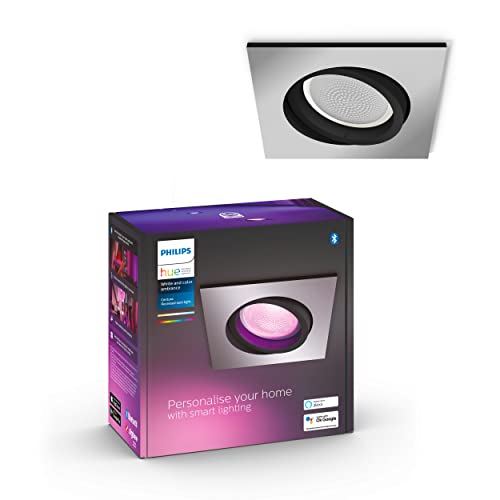 Philips Hue White And Color Ambiance Centura, Faretto Ad Incasso Smart, Base Quadrata, Bluetooh, 6 W, Alluminio