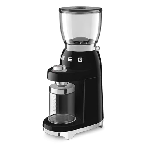 Smeg, Macinacaffè Cgf01Bleu, Livello Di Macinatura Regolabile, 30 Step Di Macinatura, Contenitore Chicchi Caffè Da 350G, Quantità Di Macinatura Regola