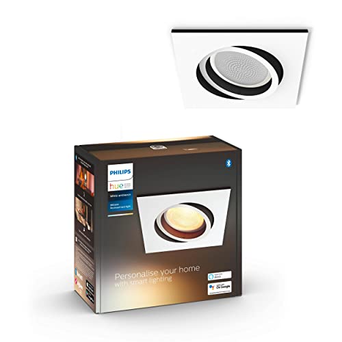Philips Hue White Ambiance Milliskin, Faretto Ad Incasso Smart, Base Quadrata, Bluetooh, 5 W, Bianco