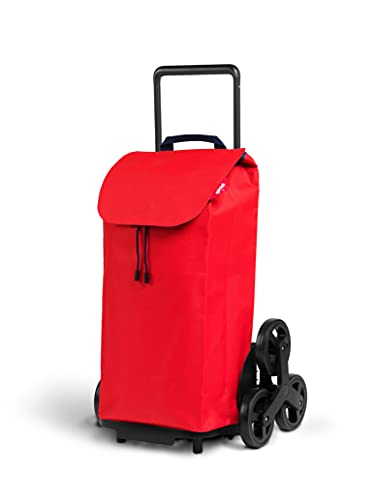 Gimi 168473, Tris Urban - Carrello Della Spesa Con 6 Ruote, Borsa Impermeabile 100% Poliestere, Capacità 52L, 44,1 X 50,7 X 95,6 Cm, Rosso