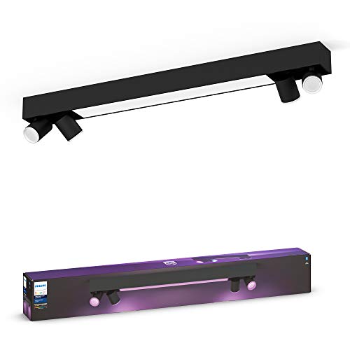 Philips Hue White And Color Ambiance Centris, Plafoniera Smart Led Integrato, 4 Faretti Laterali Orientabili, Bluetooh, Nera