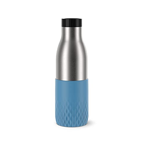 Emsa Botella Bludrop Sleeve N31107, 0,5 Litros, 100% Hermética, Cierre Quick-Press, Placer De Beber 360°, Calor 12 H Frío 24 H, Apto Para Lavavajillas