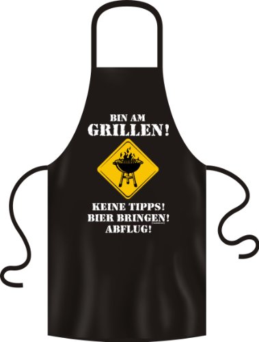 Rahmenlos - Grembiule Da Griglia Con Scritta Bin Am Grillen! Keine Tipps! Bier Bringen! Abflug