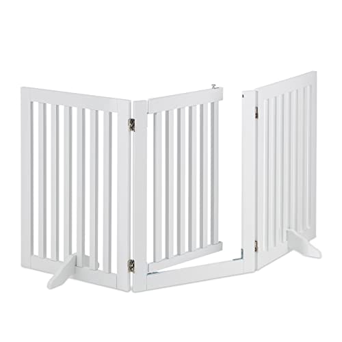 Relaxdays Cancelletto Per Bambini Con Porta, Hxl: 70 X 154 Cm, Barriera Protettiva Per Scale, Per Cani E Neonati, Bianco, 100% Fibra