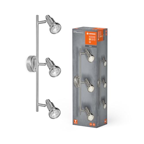 Ledvance Led Led Spot Gu10 Faretto A 3 Fiamme Di Qualità In Alluminio, Adatto Per Pareti E Soffitti Interni, Lampade Gu10 Sostituibili Incluse, Bianco
