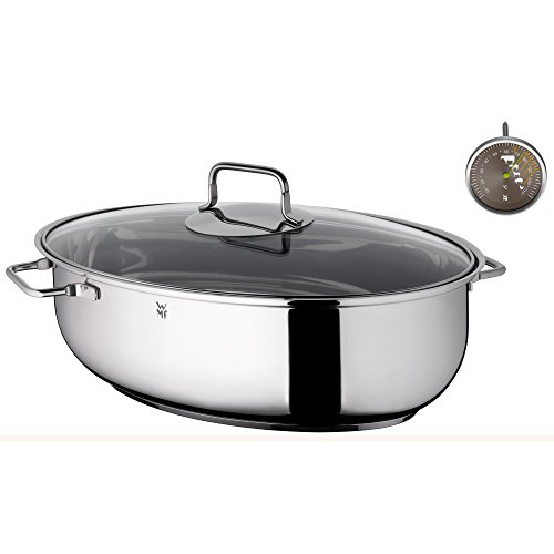 Wmf Rostiera Con Coperchio, Adatta Al Forno, 8,5 L, A Induzione, In Acciaio Inox Cromargan, Coperchio In Vetro, Termometro Per Arrosti, 38 X 26 X 12 C