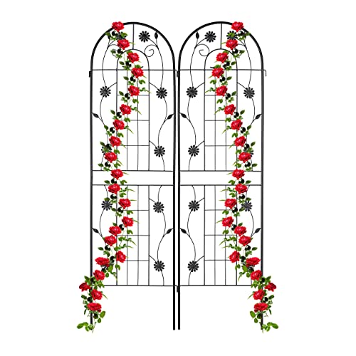 Relaxdays Grigliati Per Rampicanti, Set Da 2, Hxl 180 X 50 Cm, Supporti In Metallo Per Piante, Tralicci A Incastro, Nero, 100% Ferro