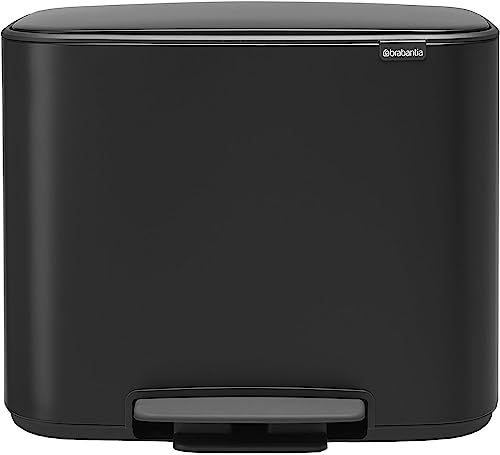 Brabantia Bo Pedal Bin Pattumiera, Metallo, Nero Opaco, 11 + 23 Litri