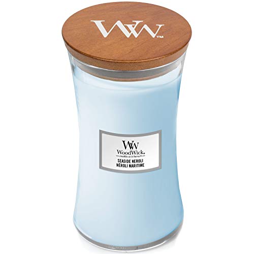 Woodwick - Candela Profumata Grande A Clessidra Con Stoppino Crepitante | Seaside Neroli | Fino A 130 Ore Di Autonomia
