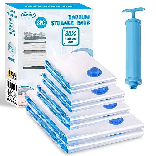 Sacchetti Sottovuoto Vestiti, 8 Pezzi Buste Sottovuoto Vestiti 4 Formati, Sacchetti Salvaspazio Viaggio Riutilizzabili Per Vestiti, Piumoni, Cuscini,