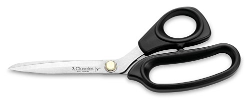 3 Claveles Tijera Varios Usos Tijeras Costura, Multiusos, Mangos Tpr, 23 Cm-9", Negro