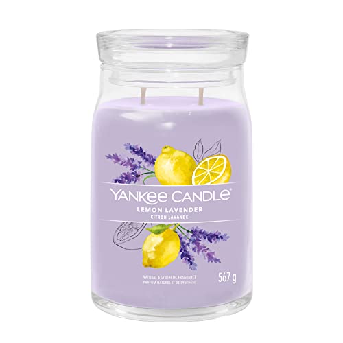 Yankee Candle Signature Candela Profumata, Limone Lavanda In Giara Grande, Candele Di Miscela Di Cera Di Soia Lunga Durata
