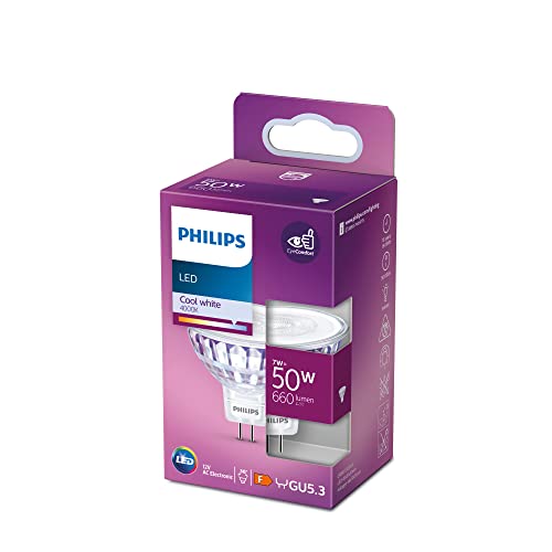 Philips Led Lampadina Faretto Equivalente A 50W, Attacco Gu5.3, Luce Bianca Fredda, Non Dimmerabile