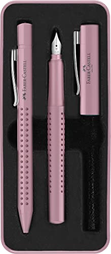 Faber-Castell 201528 Grip 2010 - Set Da Scrittura Con Penna A Sfera E Penna Stilografica, Colore: Rosa Shadows
