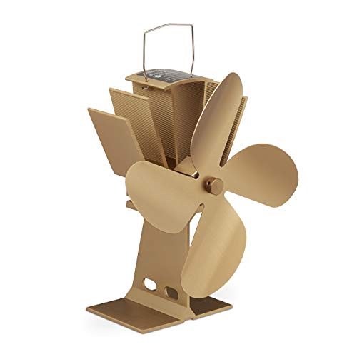 Relaxdays Ventola Per Stufa Senza Elettricità, Silenzioso, Ventilatore Per Camino & Forno, Accessorio, 4 Pale, Bronzo, 100% Alluminio, 1 Pz