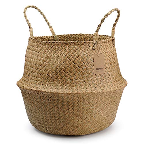 Dokot Naturale Cesto Seagrass Cesta In Vimini Con Manici Cesta Portabiancheria Per Cameretta Per Biancheria Da Lavare Piante E Fiori Cannuccia Di Gran