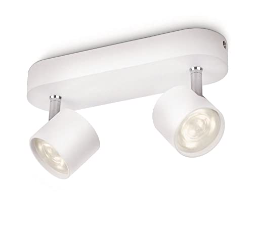 Philips Led Star, Lampadario A Faretti, 2 Punti Luce, Orientabile, Led Integrato, 2X5W, Bianco
