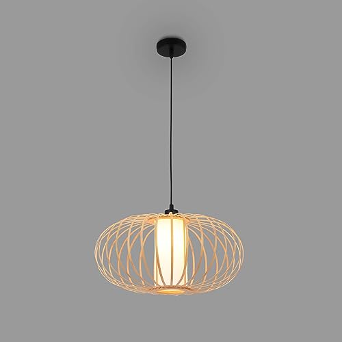 Briloner - Lampada A Sospensione In Bambù, Lampada Da Soffitto Per Soggiorno, Plafoniera In Legno, Lampada Da Soggiorno, Lampada Da Soggiorno, Boho, A