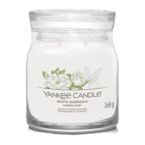 Yankee Candle Candela Profumata Firmata | Candela Bianca Gardenia In Barattolo Medio Con Doppio Stoppino | Candela In Miscela Di Cera Di Soia | Regalo