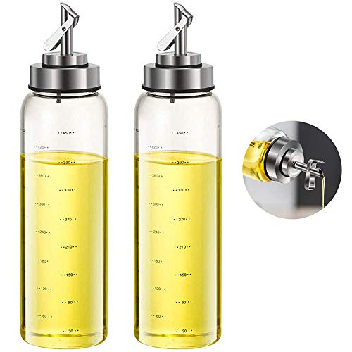 Bottiglia Fari Per Olio D'Oliva E Aceto, Bottiglie Per Olio Ad Apertura Automatica E Sigillante Da 500 Ml Con Beccuccio In Acciaio Inossidabile (2)