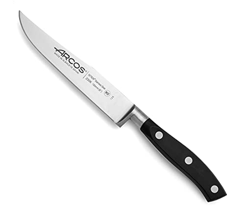 Arcos Serie Riviera, Coltello Cucina, Acciaio Inossidabile Forgiato Nitrum 150 Mm, Manico Polioxymetilene (Pom), Colore Nero
