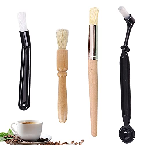 Set Di 4 Pennello Caffe Spazzola Pulizia Caffè Spazzola Per Caffè In Legno Naturale Pennello Pulizia Macchina Caffè Di Con Il Cucchiaio Per Bean Grain