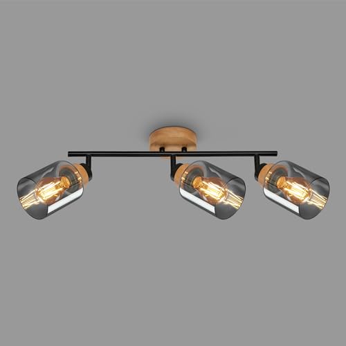 Briloner - Lampada Da Soffitto, Plafoniera, Lampada, Vetro Fumé, Girevole, Lampada Da Soggiorno, Lampada Da Camera Da Letto, Lampada Da Cucina, Legno