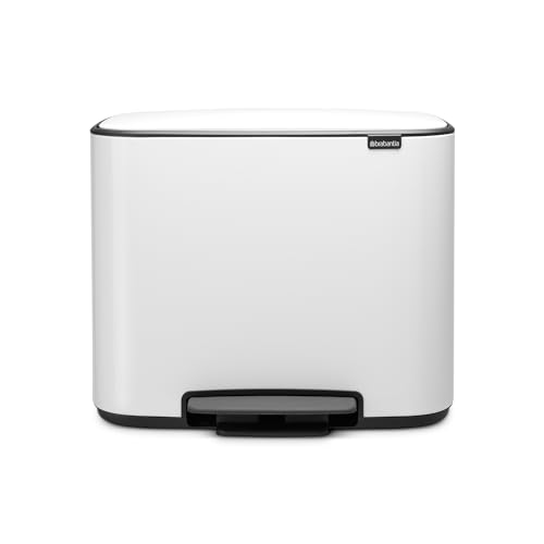 Brabantia Bo Pedal Bin 23 Litre, Steel, White, 11 + 23 L