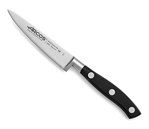 Arcos Serie Riviera, Spelucchino Coltello Per Sbucciare, Acciaio Inossidabile Forgiato Nitrum 100 Mm, Manico Polioxymetilene (Pom), Colore Nero
