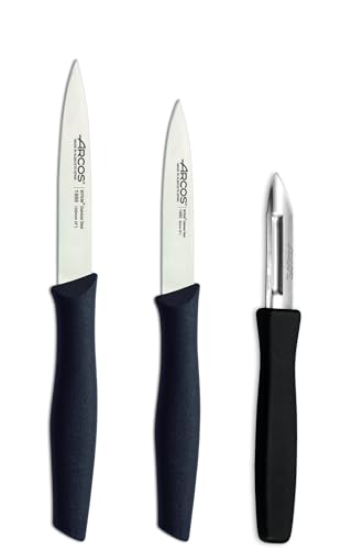 Arcos Serie Nova, Set Coltello Sbucciare, Lama Acciaio Inossidabile Nitrum, Manico Polipropilene, Colore Nero