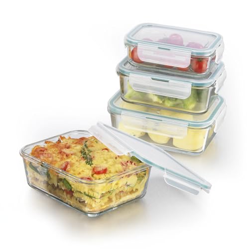 Gourmetmaxx Barattoli Di Vetro Per La Conservazione Degli Alimenti Klick-It Set Di 4 | Perfetti Per Lavastoviglie, Microonde, Forno E Congelatore | Er
