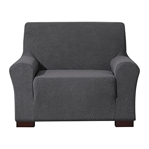 Ebeta Elastisch Sofa Überwürfe Sofabezug, Stretch Sofahusse Sofa Abdeckung Hussen Für Sofa, Couch, Sessel 1 Sitzer (Dunkelgrau, 85-115 Cm)
