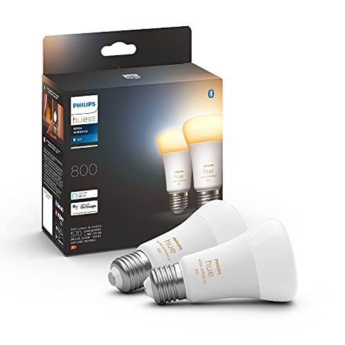 Philips Hue White Ambiance 2 Lampadine Led Smart, Bluetooh, Attacco E27, 6W, Dimmerabili, Luce Bianca Da Calda A Fredda, Bianco