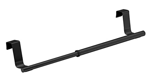 Wenko Barra Portasciugamani Telescopica 35 Cm Estensibile Asciugamani Armadio Porta, Acciaio Inox Plastica (Eva), Nero/Nero