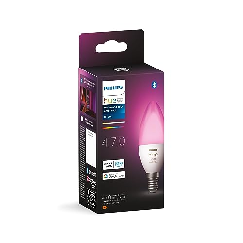 Philips Hue White And Color Ambiance Lampadina Smart Led, Attacco E14, Luce Bianca O Colorata, 4W