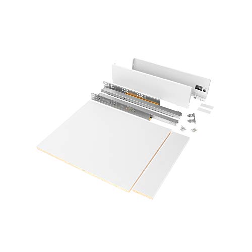 Emuca - Kit Cassetto Per Cucina O Bagno Con Pannelli Inclusi E Guide Con Estrazione Totale Con Chiusura Soft, Altezza 93 Mm Per Modulo 450 Mm E Profon