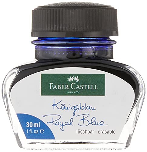 Faber-Castell Inchiostro Blu In Boccetta Di Vetro (Etichetta In Lingua Italiana Non Garantita) Bicchiere Da 30 Ml. Tintenglas 30 Ml Blu Reale