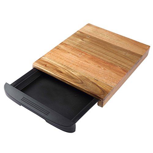 Bergner Natural | Tagliere Da Cucina | Fabbricato In Legno D'Acacia | Con Cassetti Estraibili Raccoglibriciole | Aiuto Pratico Per Cucinare | Pulizia 