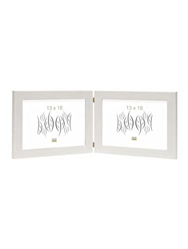 Deknudt Frames S41Vf1-H2H -10.0X15.0 - Cornice Portafoto Doppia, In Formato Orizzontale, Colore Bianco 19,4 X 15,1 X 1,6 Cm