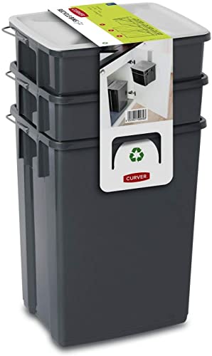 Curver Set Di Cestini Da 2 X 10 L + 6 L Bidoni Della Spazzatura, Multicolore, Unico